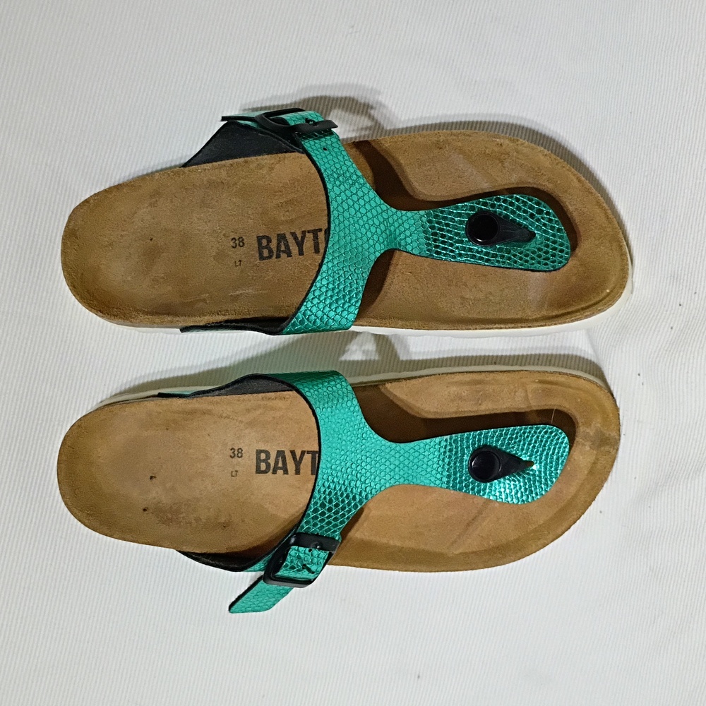 Bayton Green Leather Cork Sandal